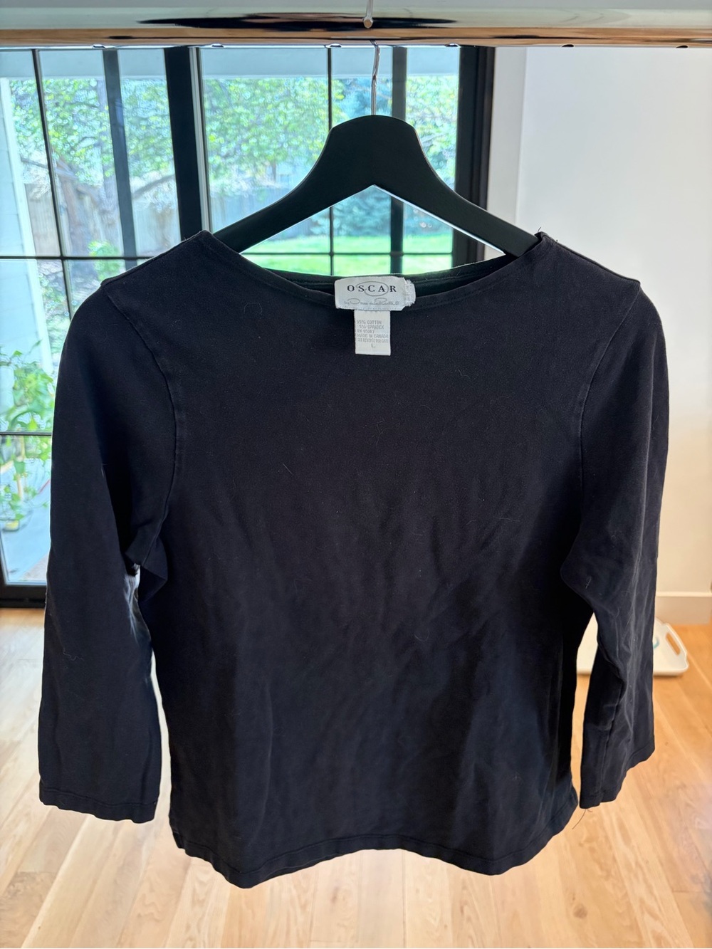 Vintage Oscar de la Renta Black Long Sleeve Crewneck Top